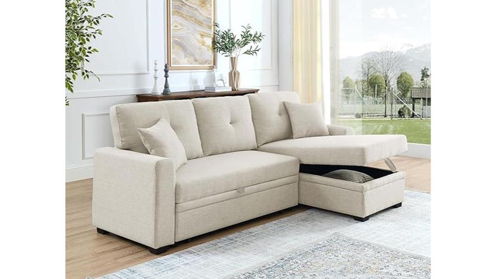 beige pull out sofa sectional