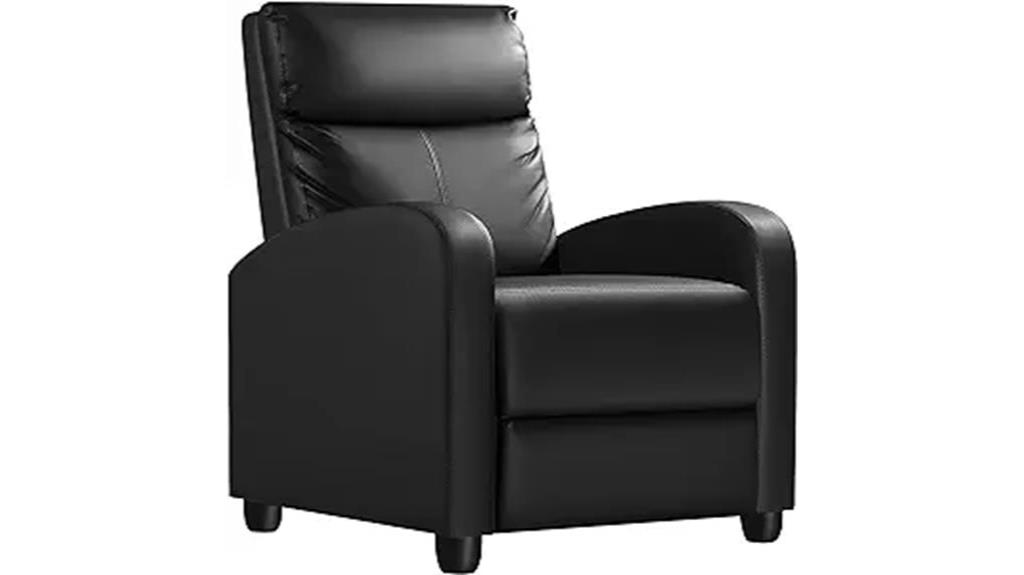 comfortable black pu recliner