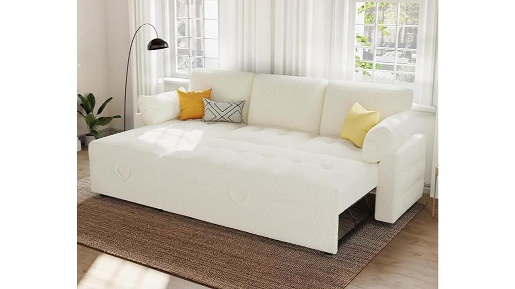 convertible tufted pull out sofa