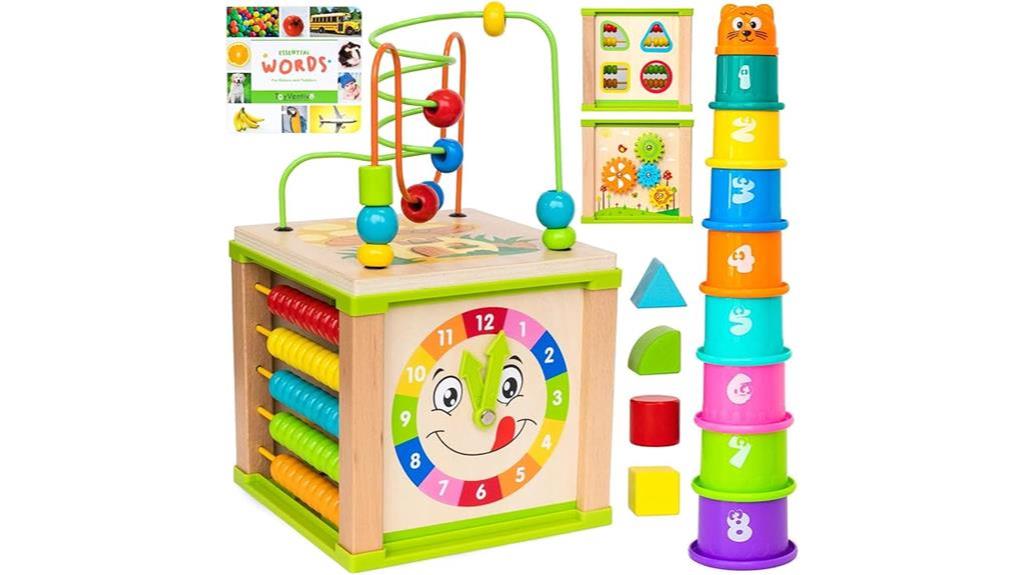 educational wooden activity cube
