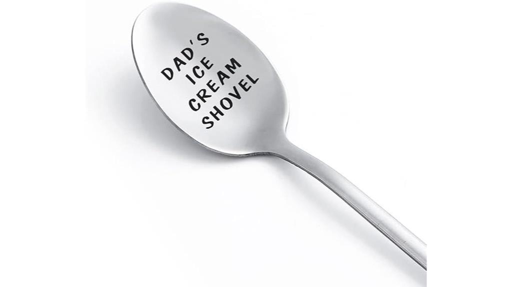 engraved steel spoon shovel