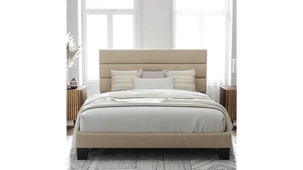 fabric upholstered headboard bed