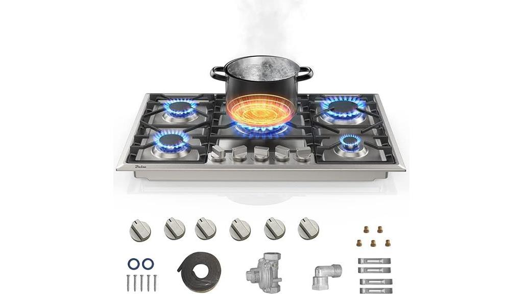 gas cooktop with metal knobs