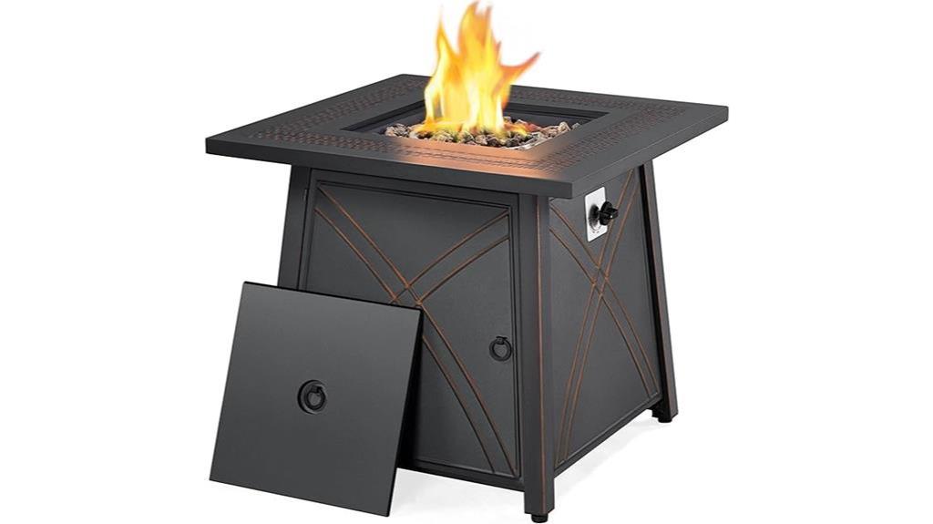 gas fire pit with lid