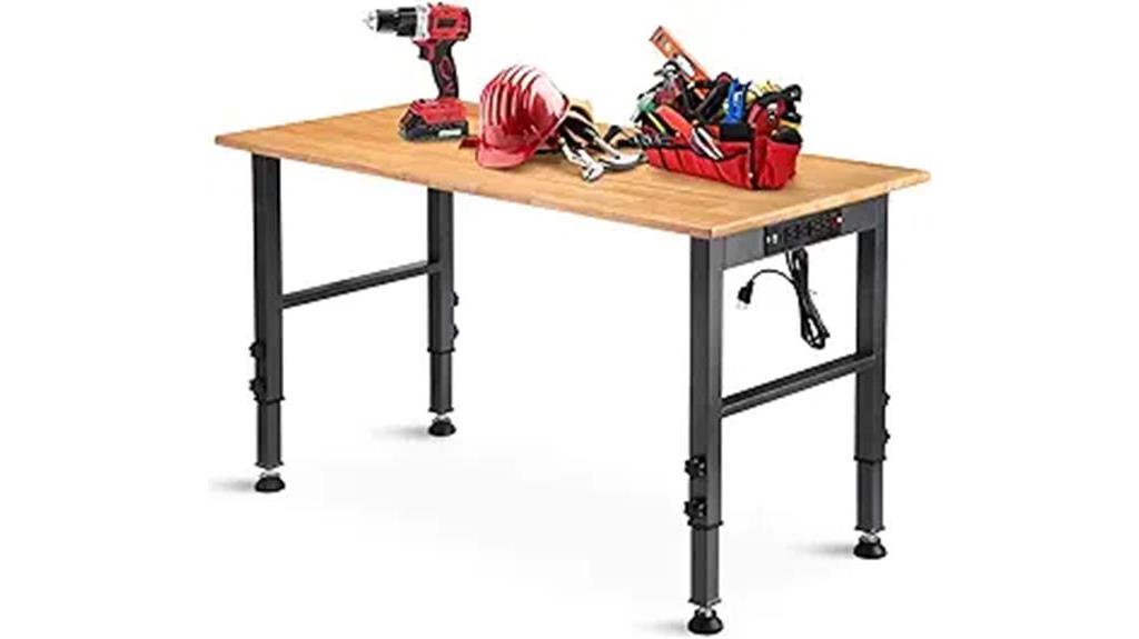 heavy duty workbench with power outlet