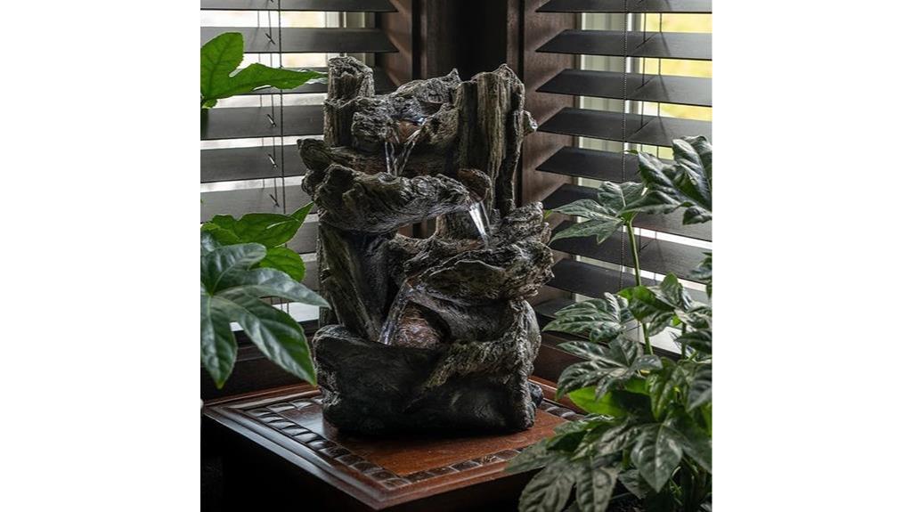 indoor tiered log fountain