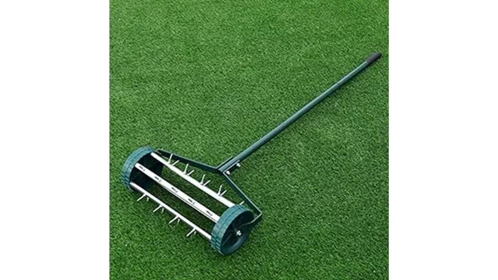 lawn aerator with tine spikes