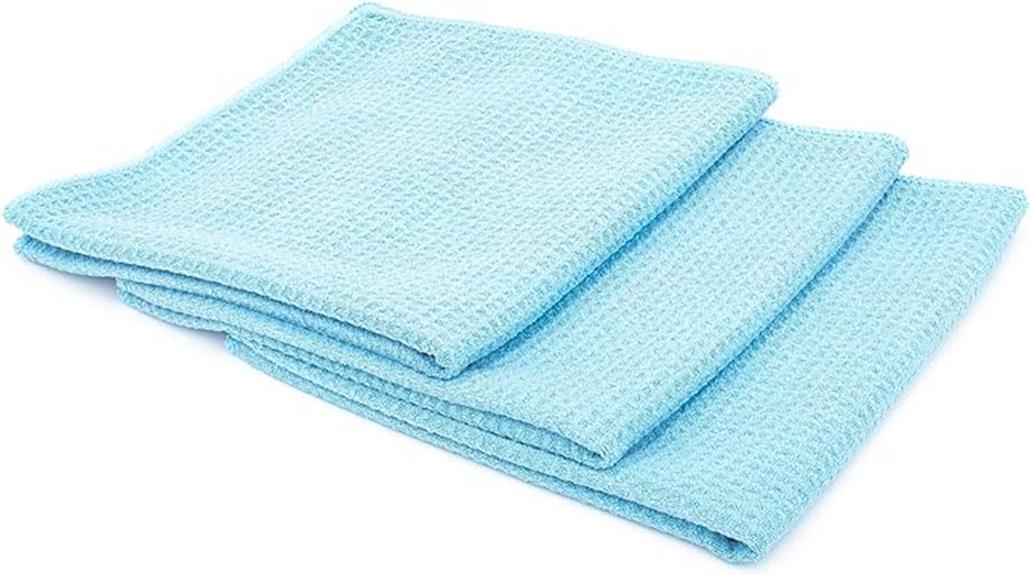 light blue waffle towels