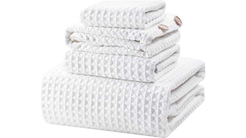 luxurious white waffle towels