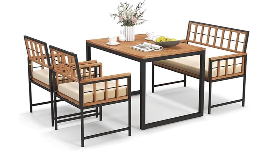 outdoor dining set with acacia wood furniture