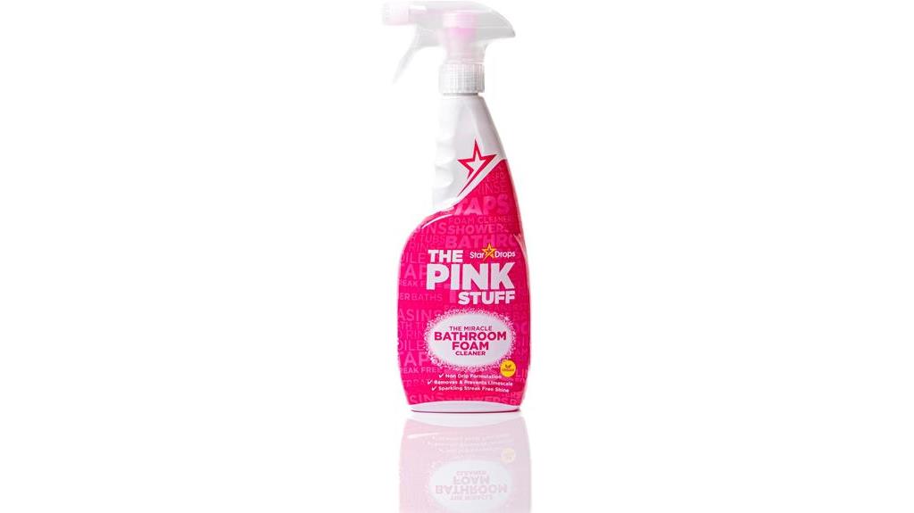 pink foam cleans bathroom