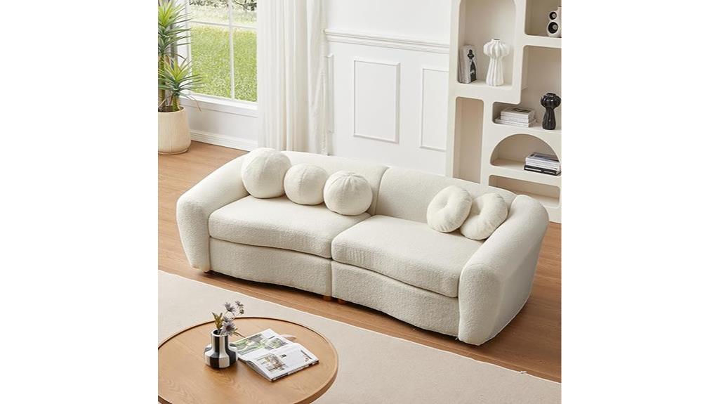 plush sofa with pillows