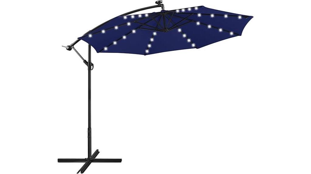solar powered led offset umbrella