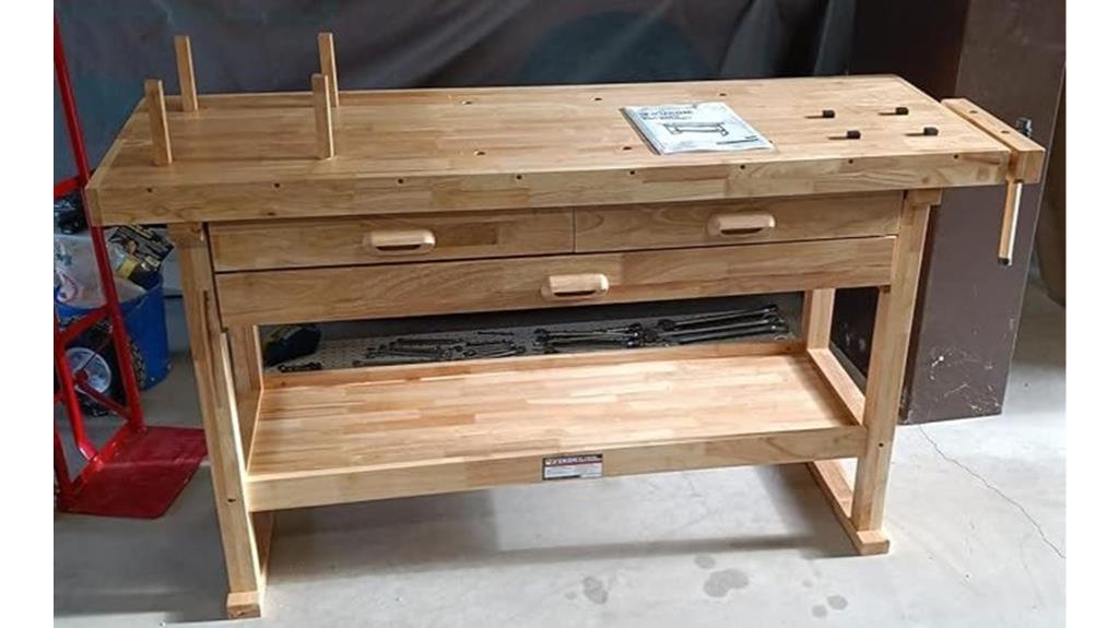 sturdy workbench with drawers