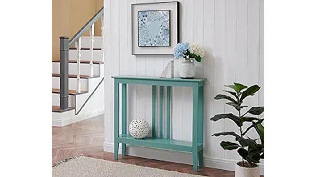 teal console table storage