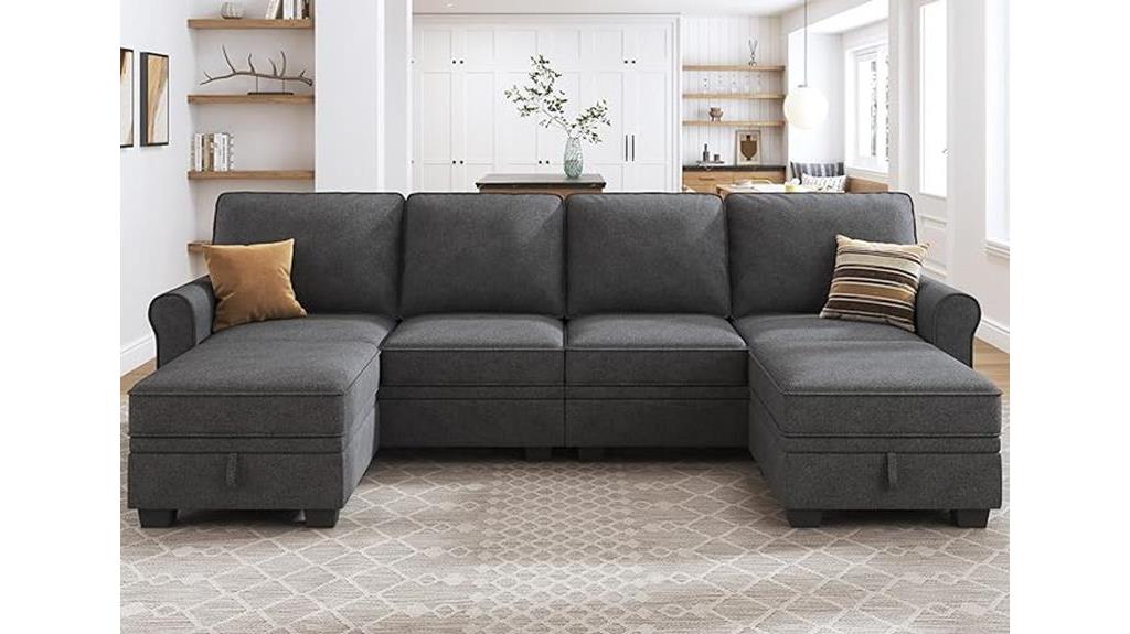 u shaped sectional sofa storage