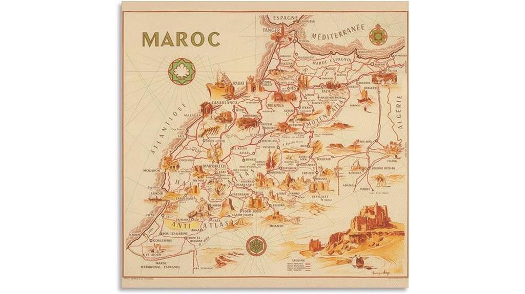 vintage morocco map poster