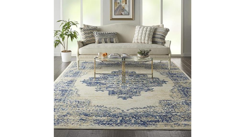 white traditional rug easy clean non shedding
