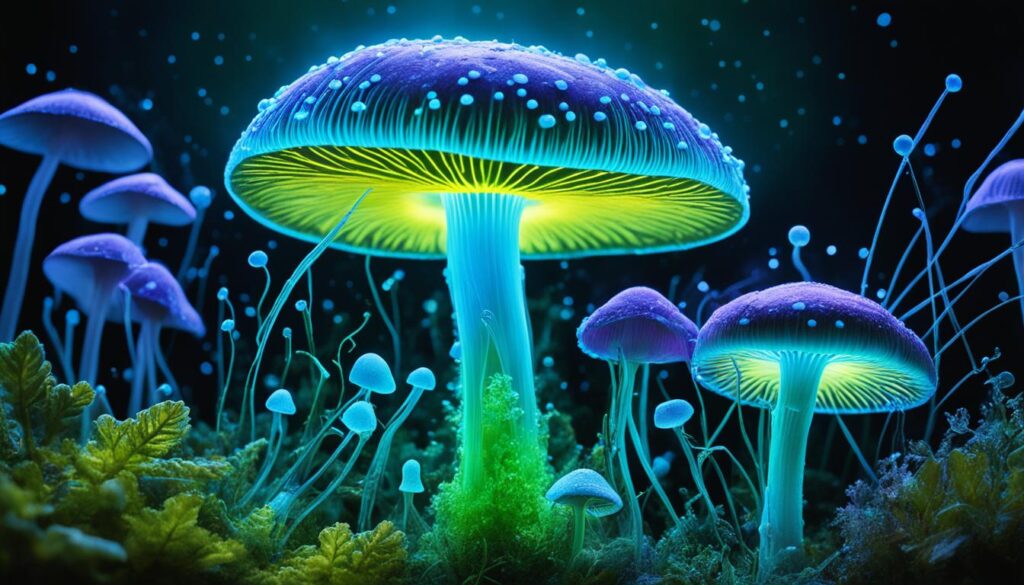 bioluminescence chemical reaction in mushrooms