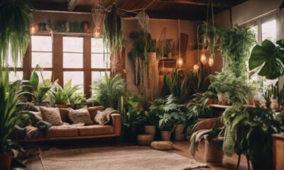 boho interior design plants