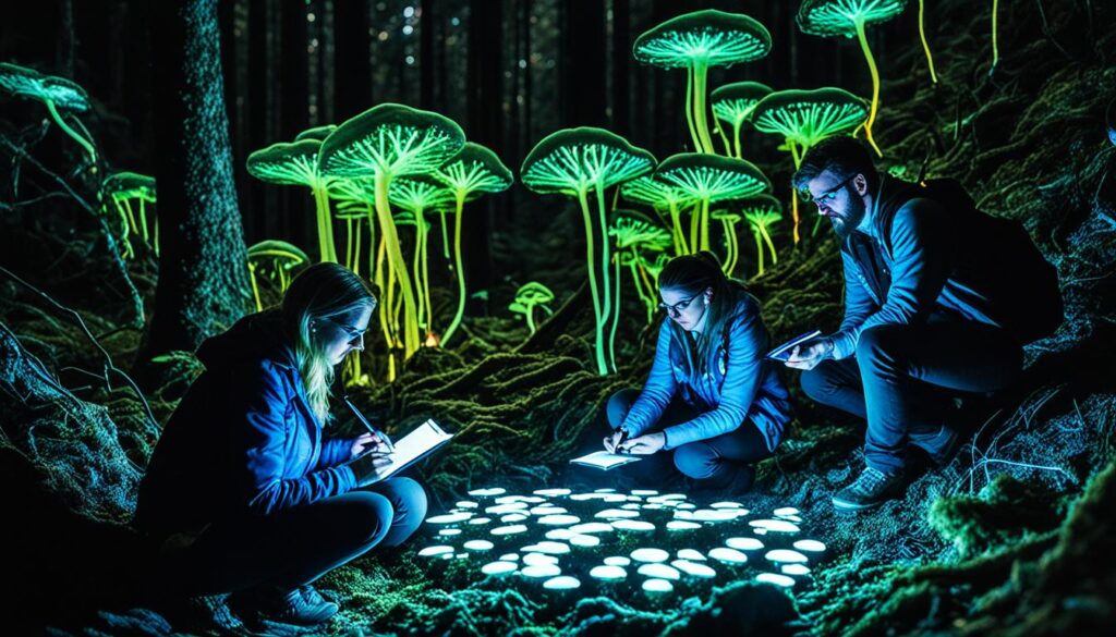 observing bioluminescent fungi