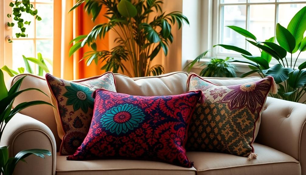 batik patterned decorative throw pillows