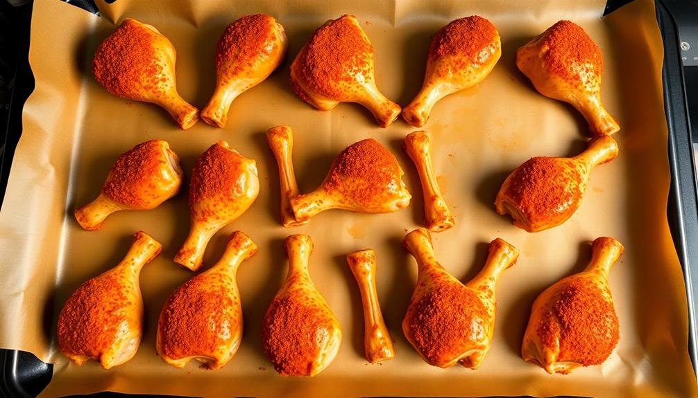 arrange drumsticks on sheet