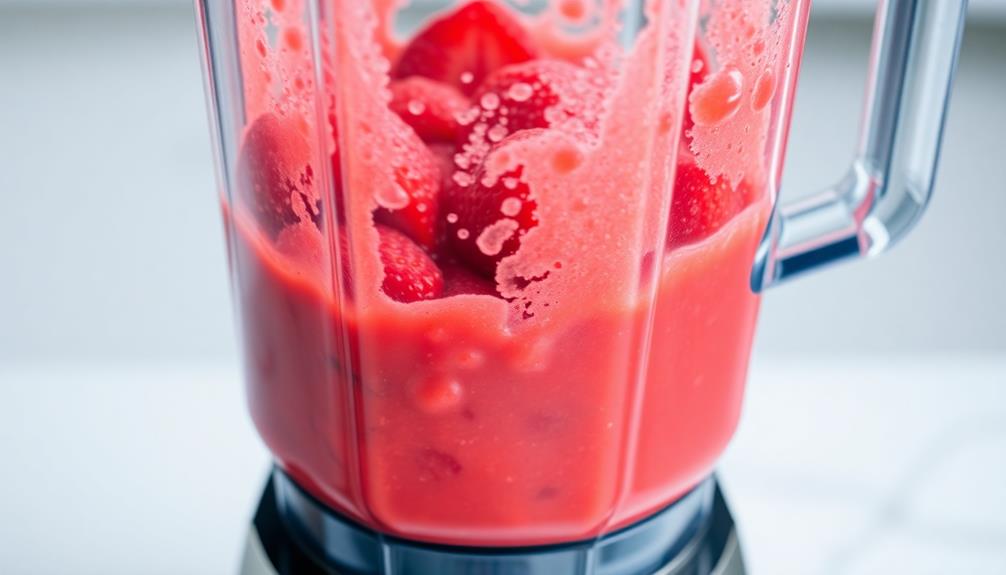 blend strawberries with milk