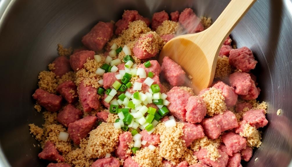 combine minced meat mixture