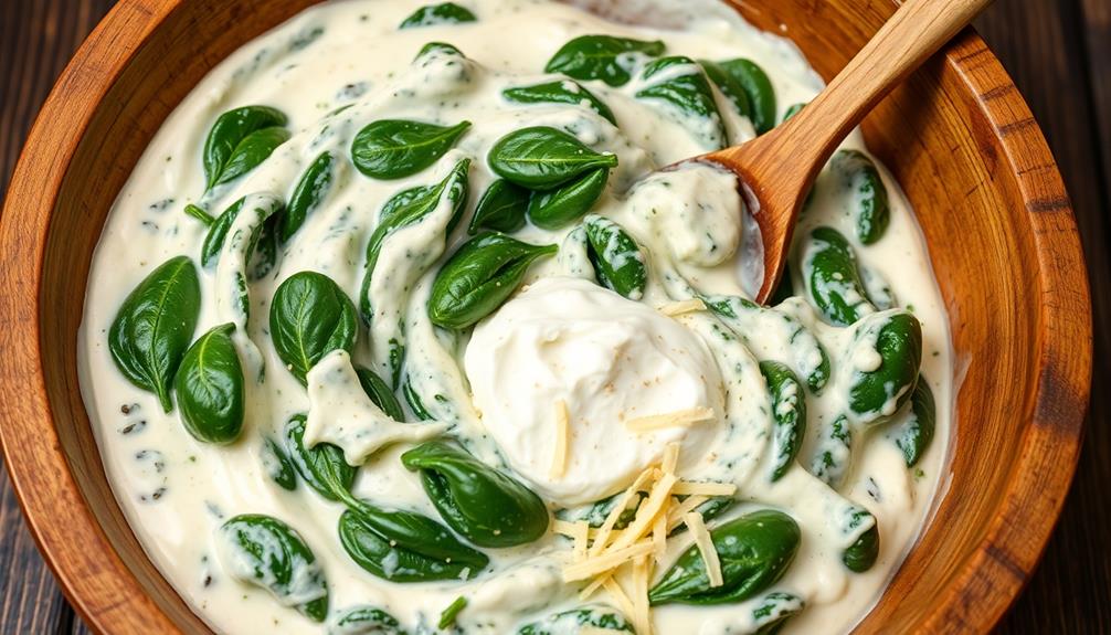 combine spinach with cheese