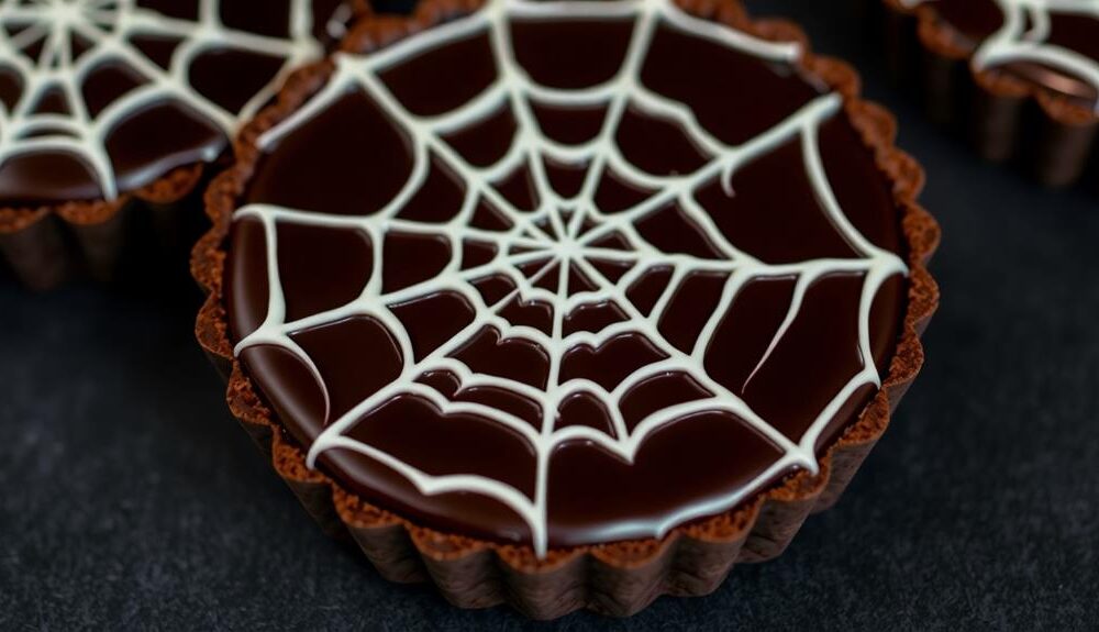 delicate chocolate spiderweb tart