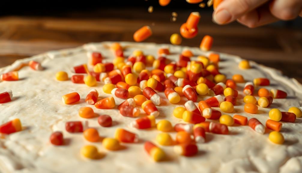 evenly sprinkle candy corn