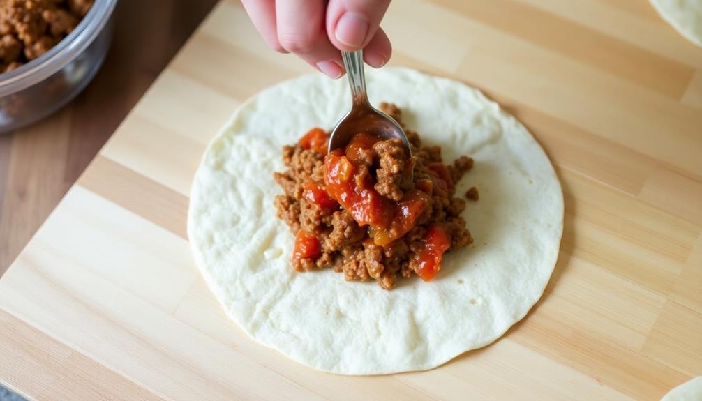 fill tortillas with ingredients