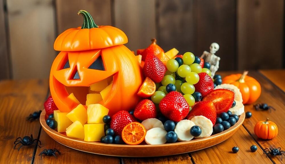 halloween themed fruit display