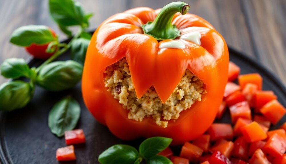 halloween themed stuffed peppers