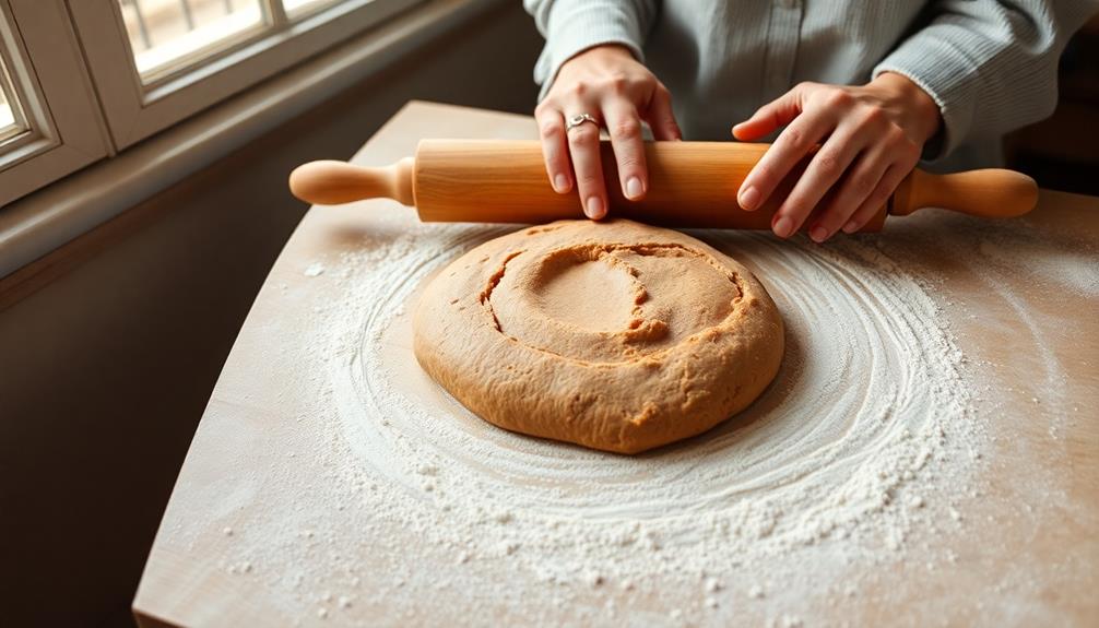 knead dough on flour