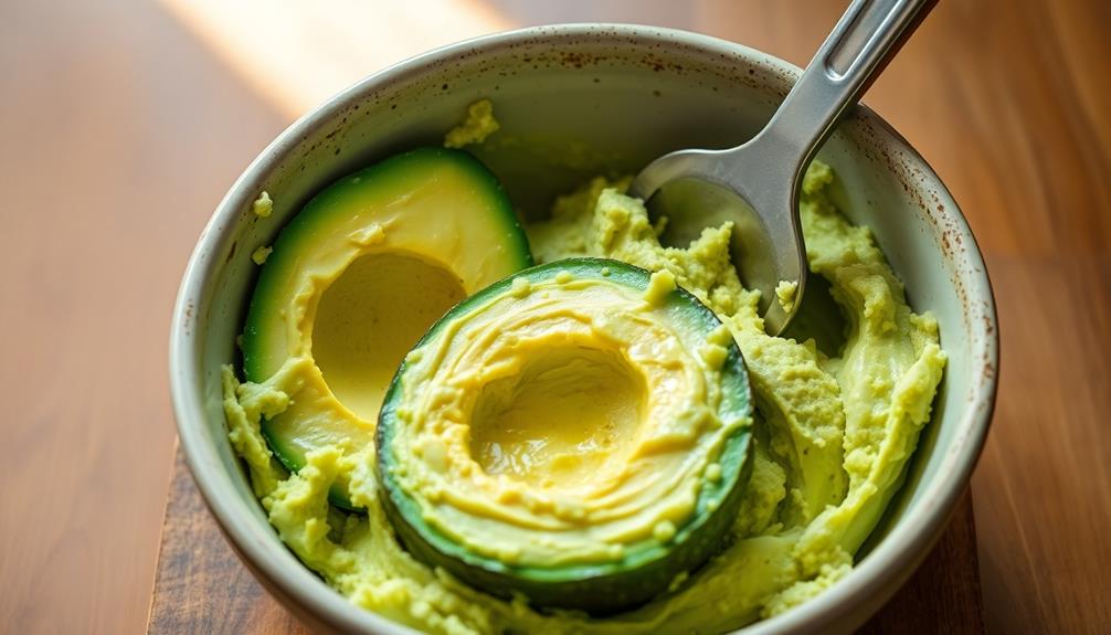 mash avocados in bowl