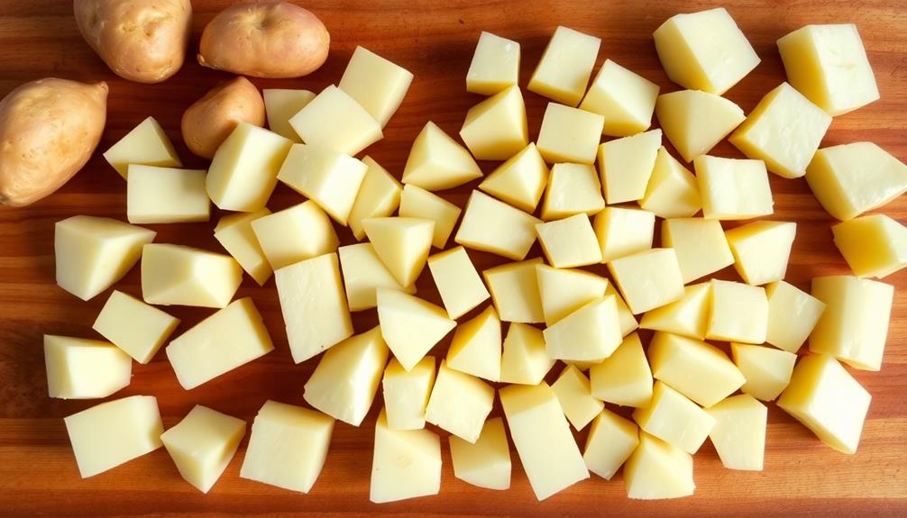 peel cube prepare potatoes