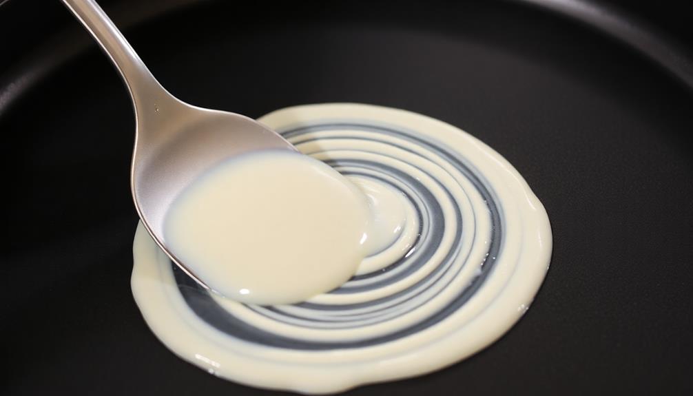 pour batter onto griddle