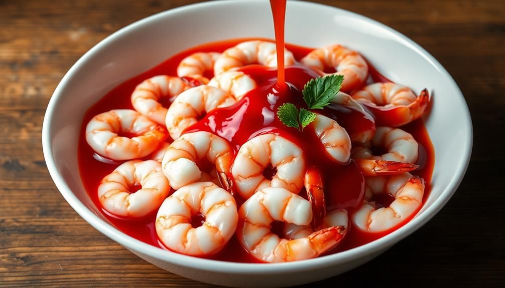 pour mix over shrimp