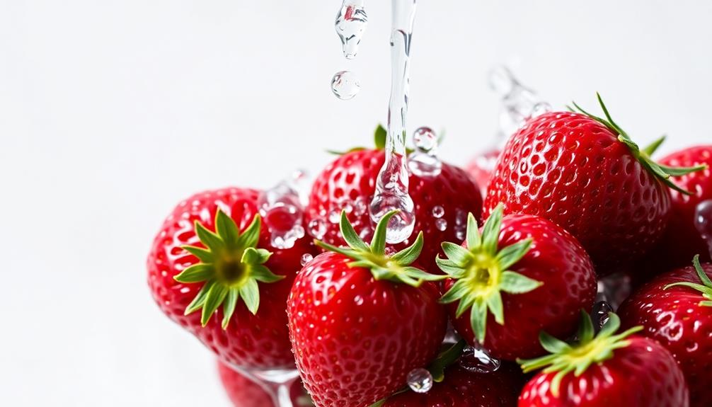 rinse strawberries with water