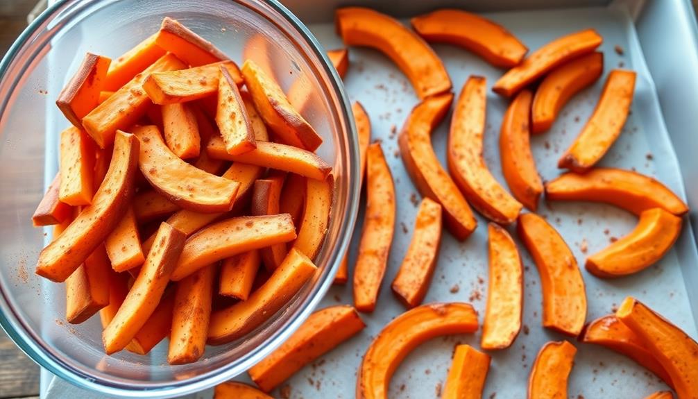 toss fries with seasonings