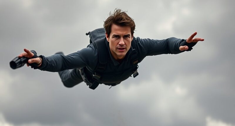 cruise performs stunts at 63