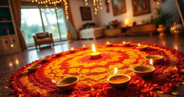 diwali decor rangoli diyas
