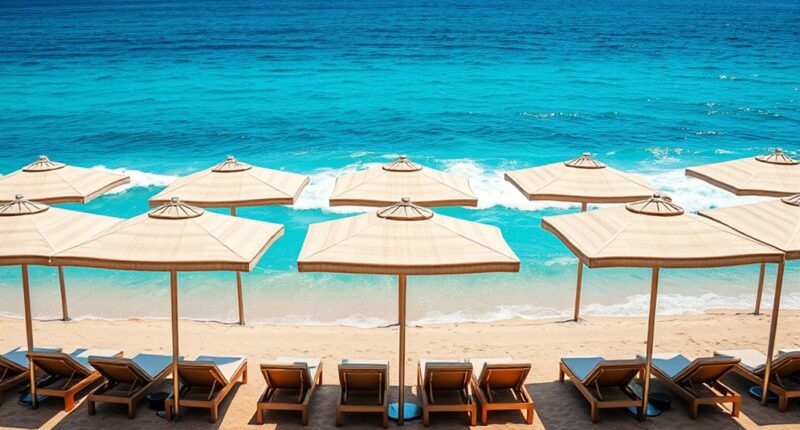 luxury beach umbrella selection