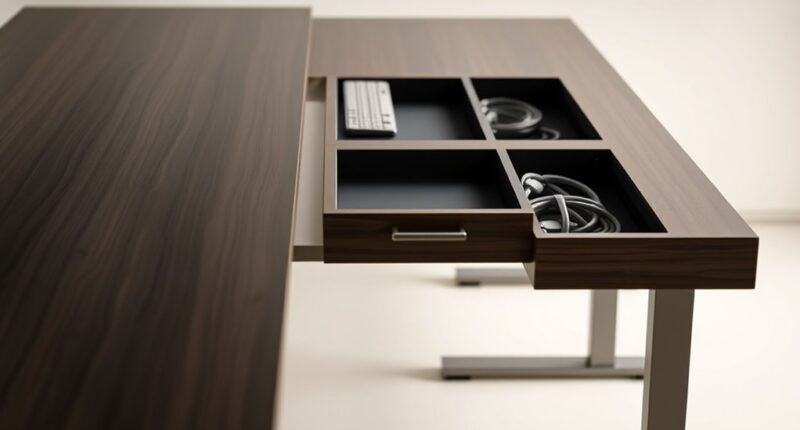sit stand desks with cable drawers