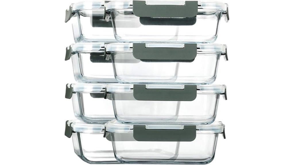 eight reusable glass containers