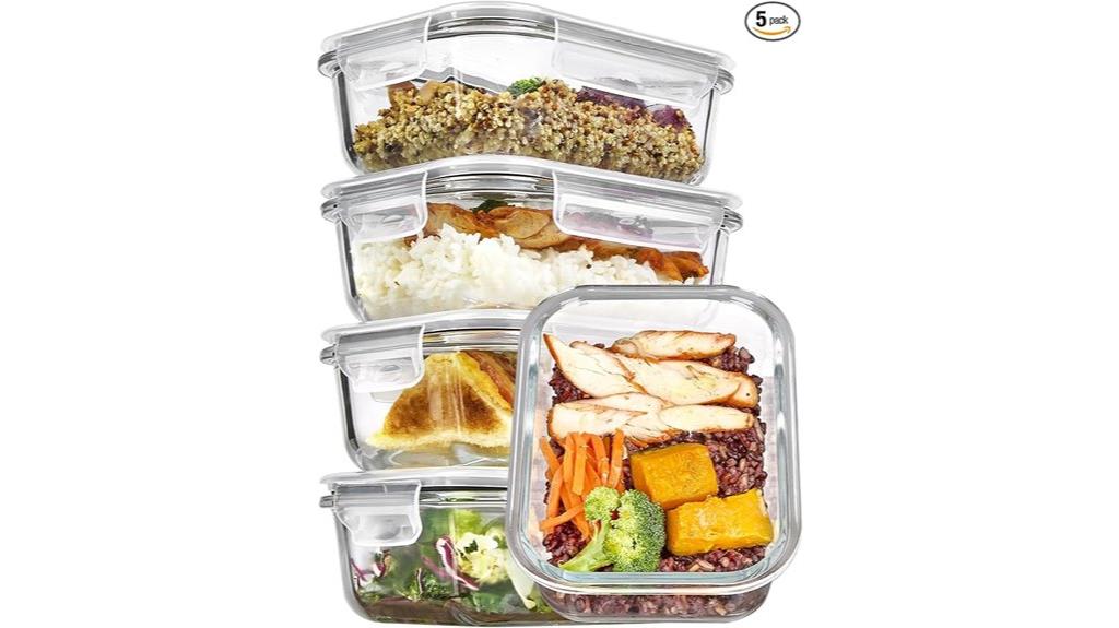 five glass food storage