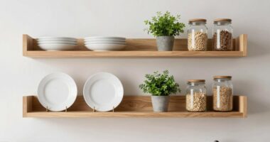 minimalist open shelving decor