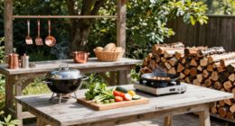 organized outdoor cooking space